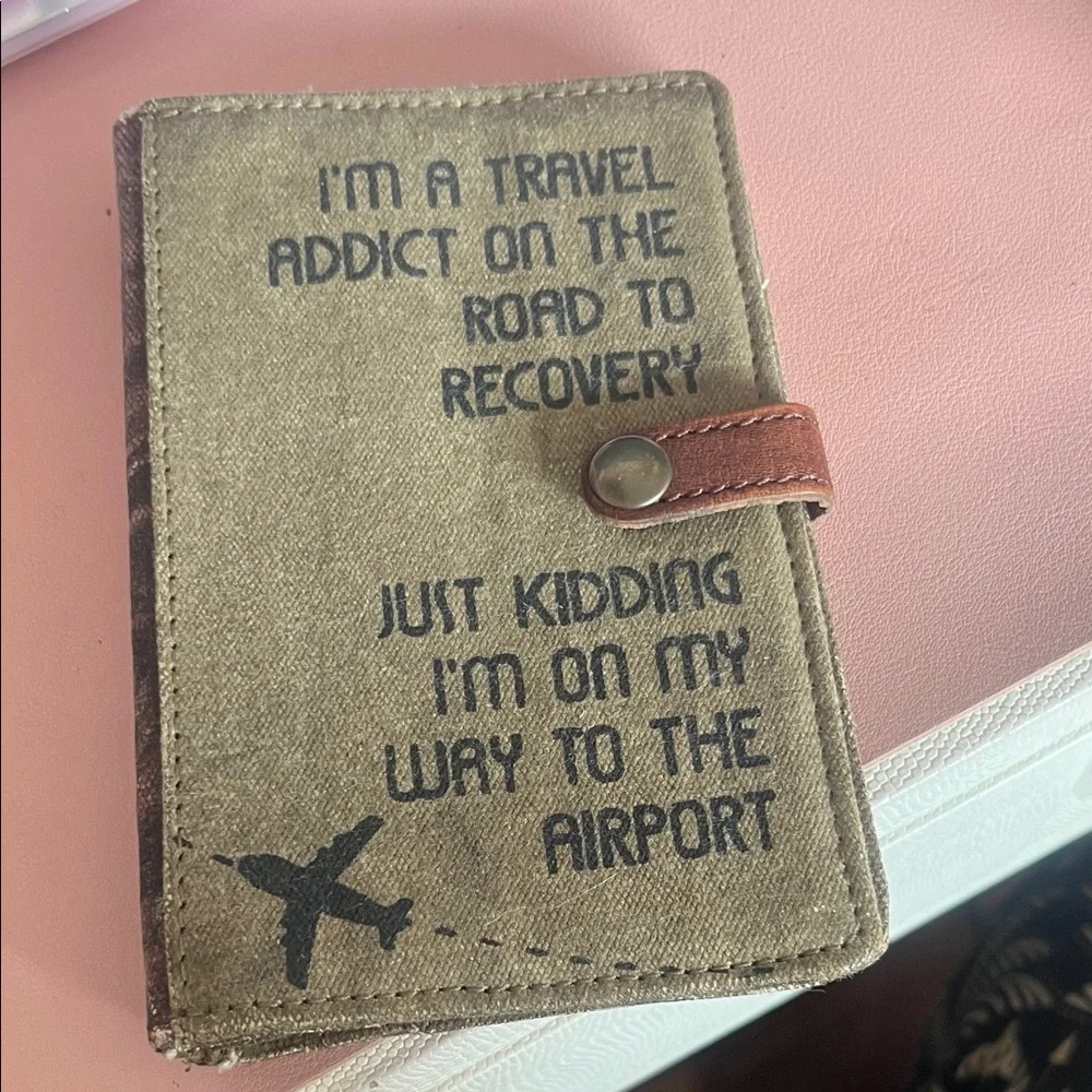 Mona B Brown Canvas Passport Holder